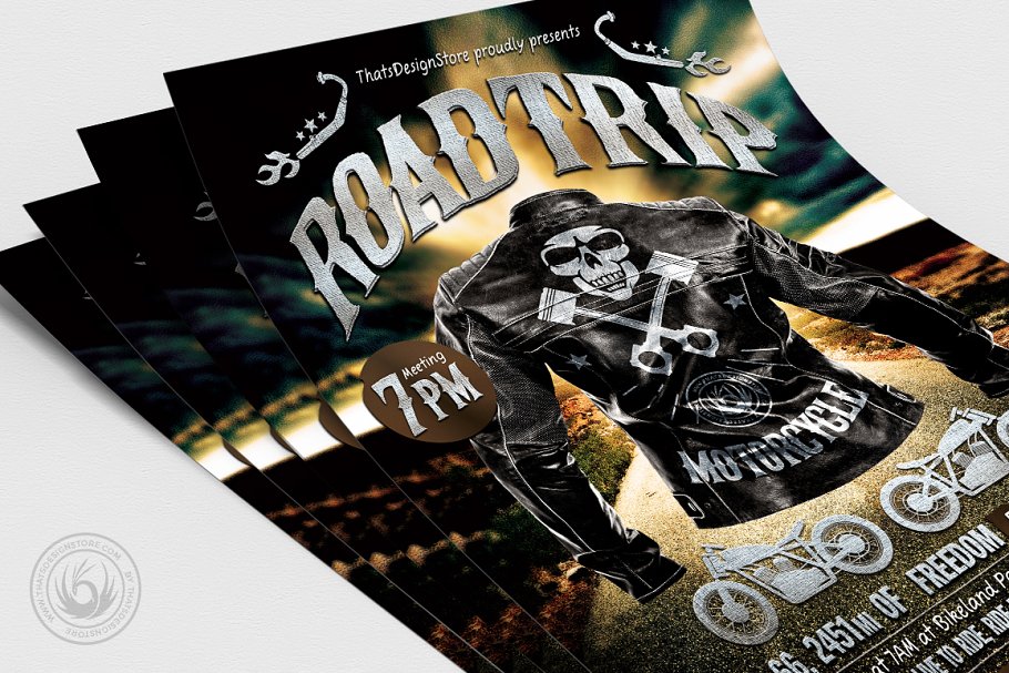 摩托车道路旅行PSD模板 Motorcycle Road Trip PSD Template插图(4)