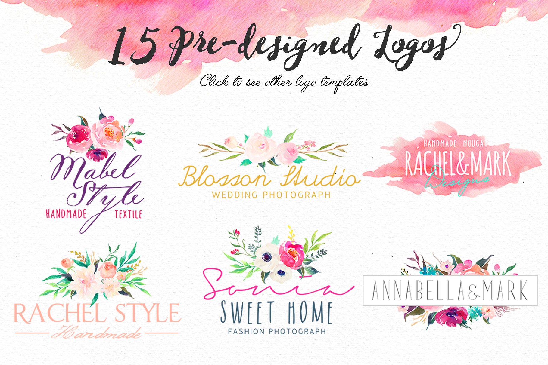 手绘水彩DIY素材包 Watercolor  DIY pack Vol.4插图(1)