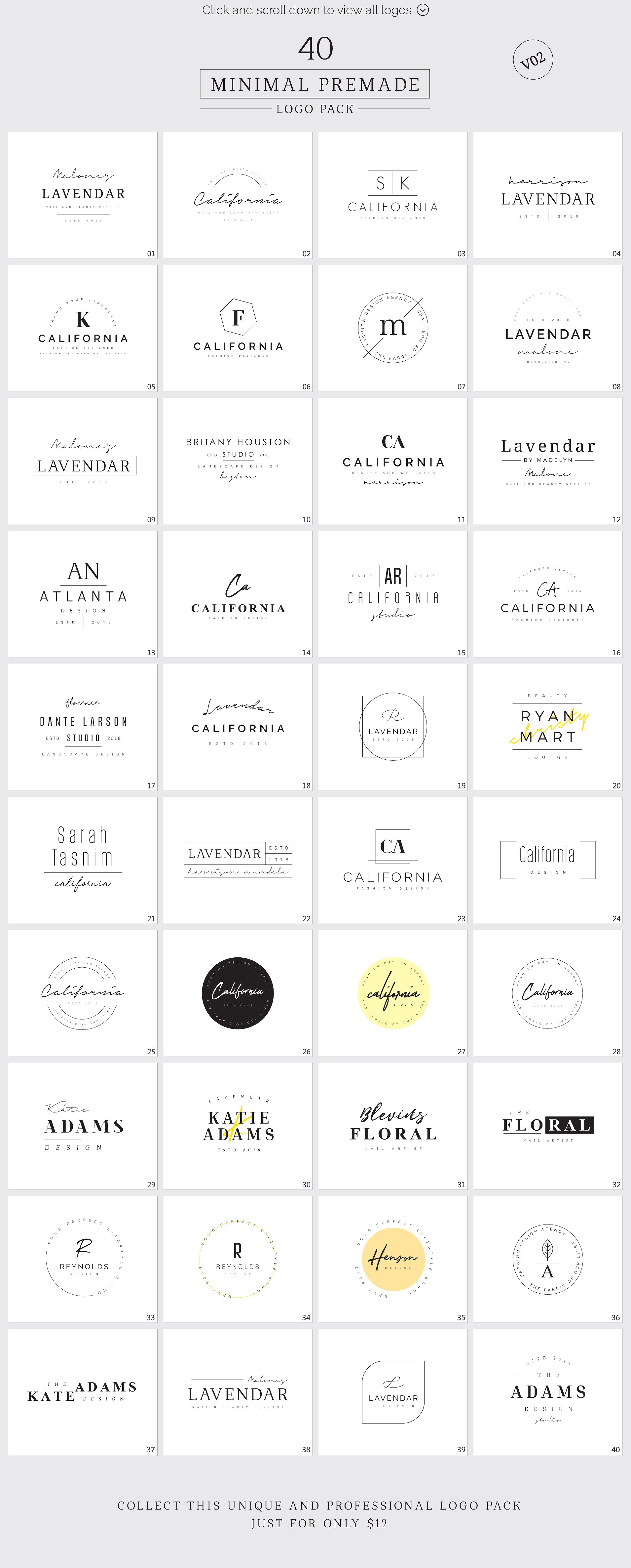 时尚简约的预制标志LOGO模板插图