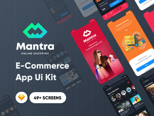 素材库下午茶：电子商务移动APP应用UI套件Sketch模板
