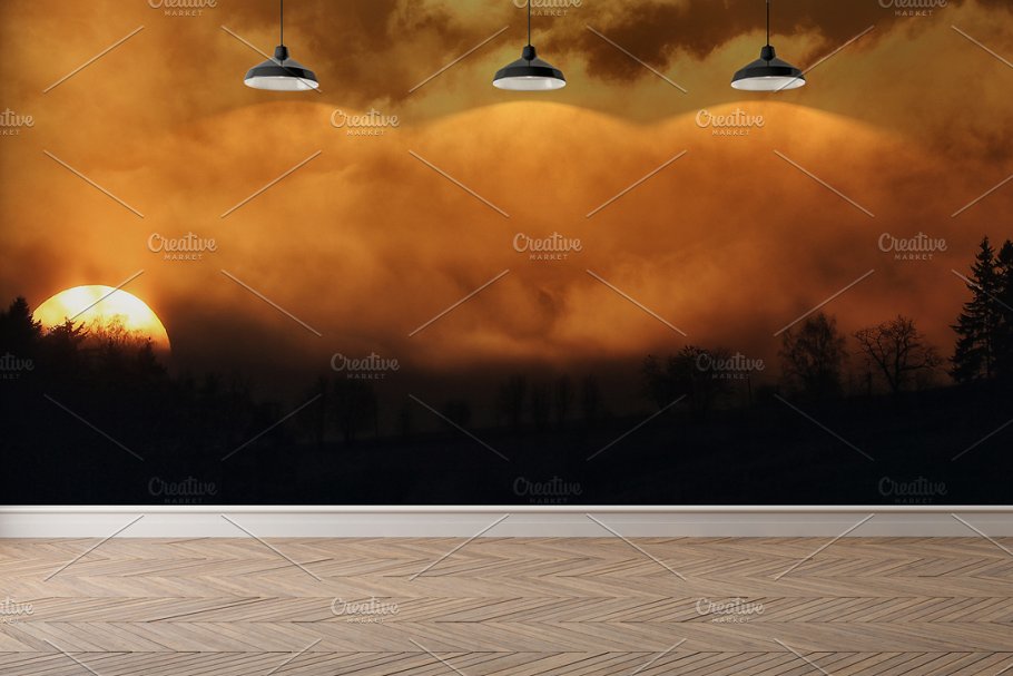 10款室内灯光墙纸墙艺术品场景样机 10 x Simple Interior Backgrounds 01插图(5)