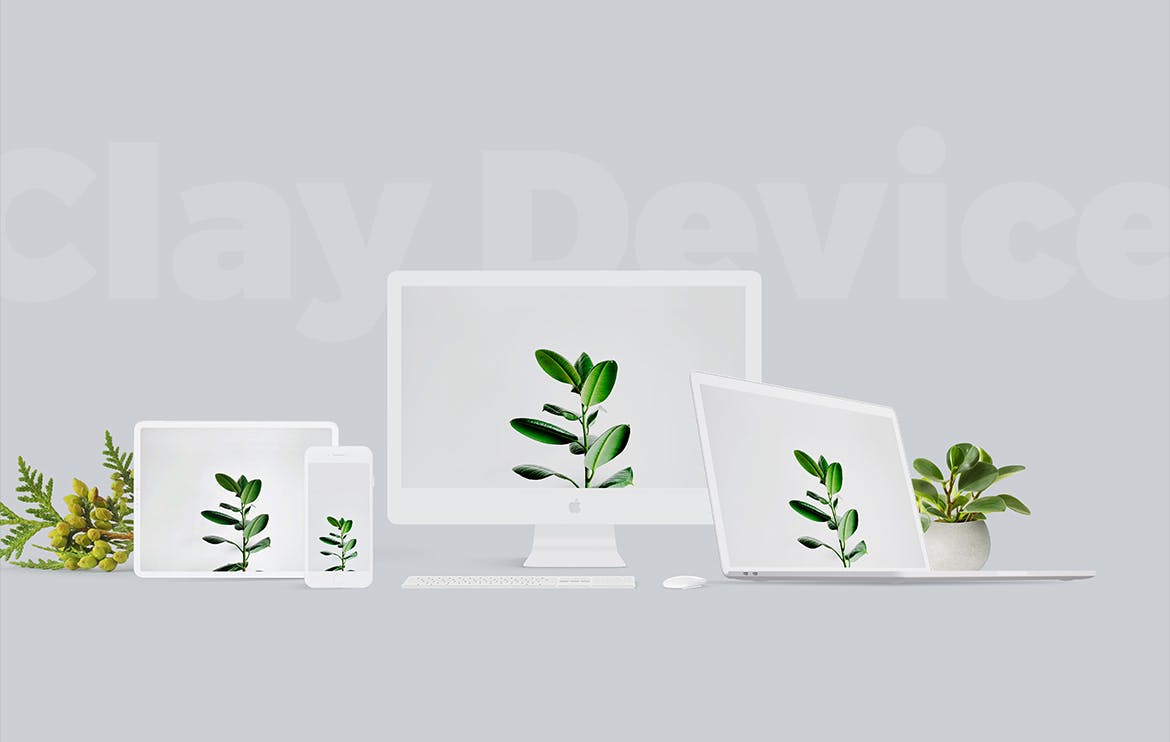 响应式网页设计效果预览设备素材库精选样机 Responsive Clay Device Mockup 3.0插图(2)