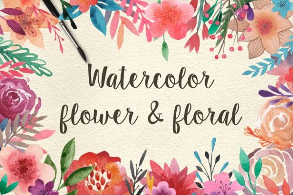 159朵清新手绘水彩花卉插画 159 Watercolor flowers &amp; florals Pro