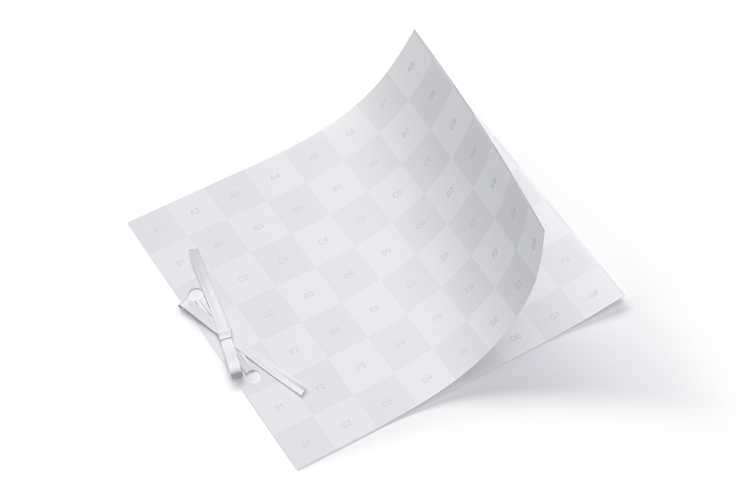 带丝带蝴蝶结婚礼邀请函设计效果图样机 Wedding Card Mockup with Ribbon Bow插图(1)