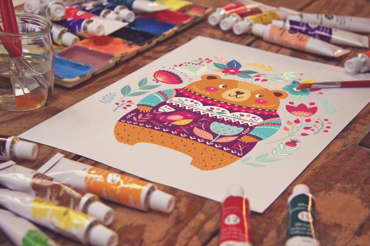 画室创作场景画纸样机模板v1 Paper View插图