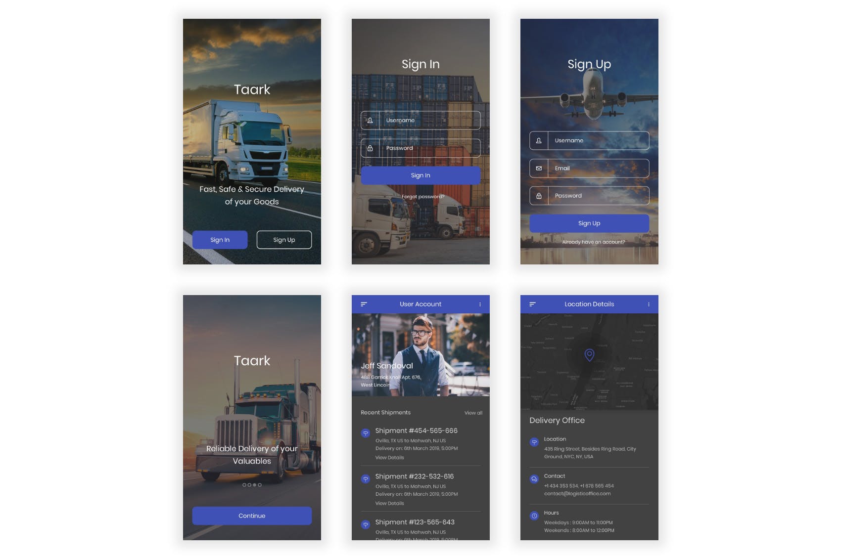 物流运输快递APP应用UI界面设计SKETCH模板 Taark – Logistics & Transport Sketch UI Kit插图(6)