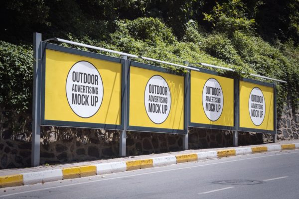 户外公路广告牌广告效果图样机模板#5 Outdoor Billboard Advertising Mockup Template #5