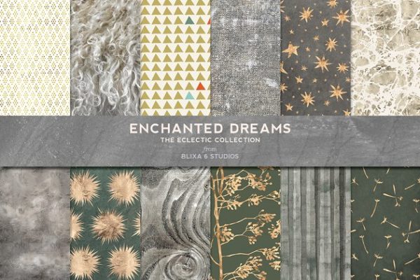 奢华魔幻玫瑰金箔几何图案设计纹理 Enchanted Dreams &amp; Golden Hygge