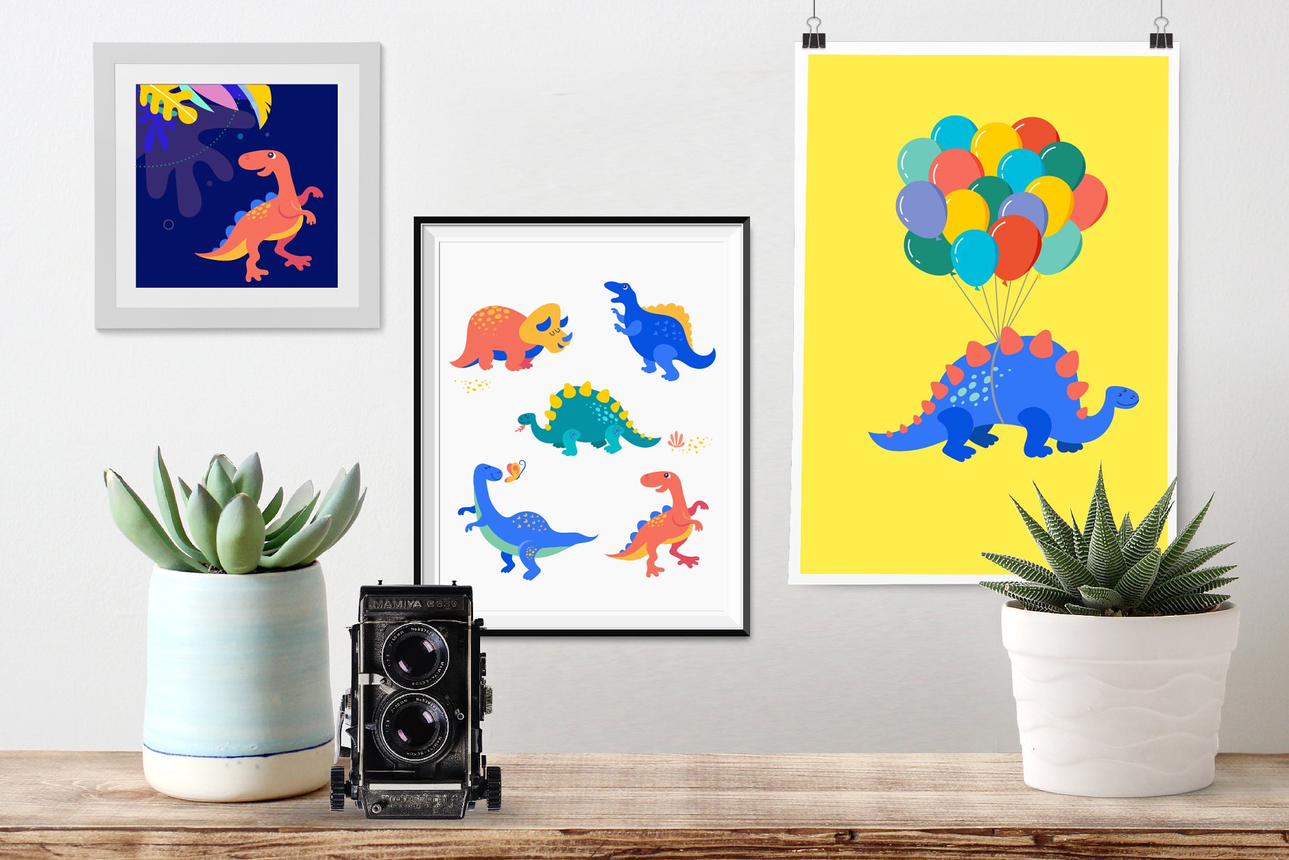 可爱的恐龙插图设计工具包 it’s DINO time – cute dinosaurs kit插图(3)