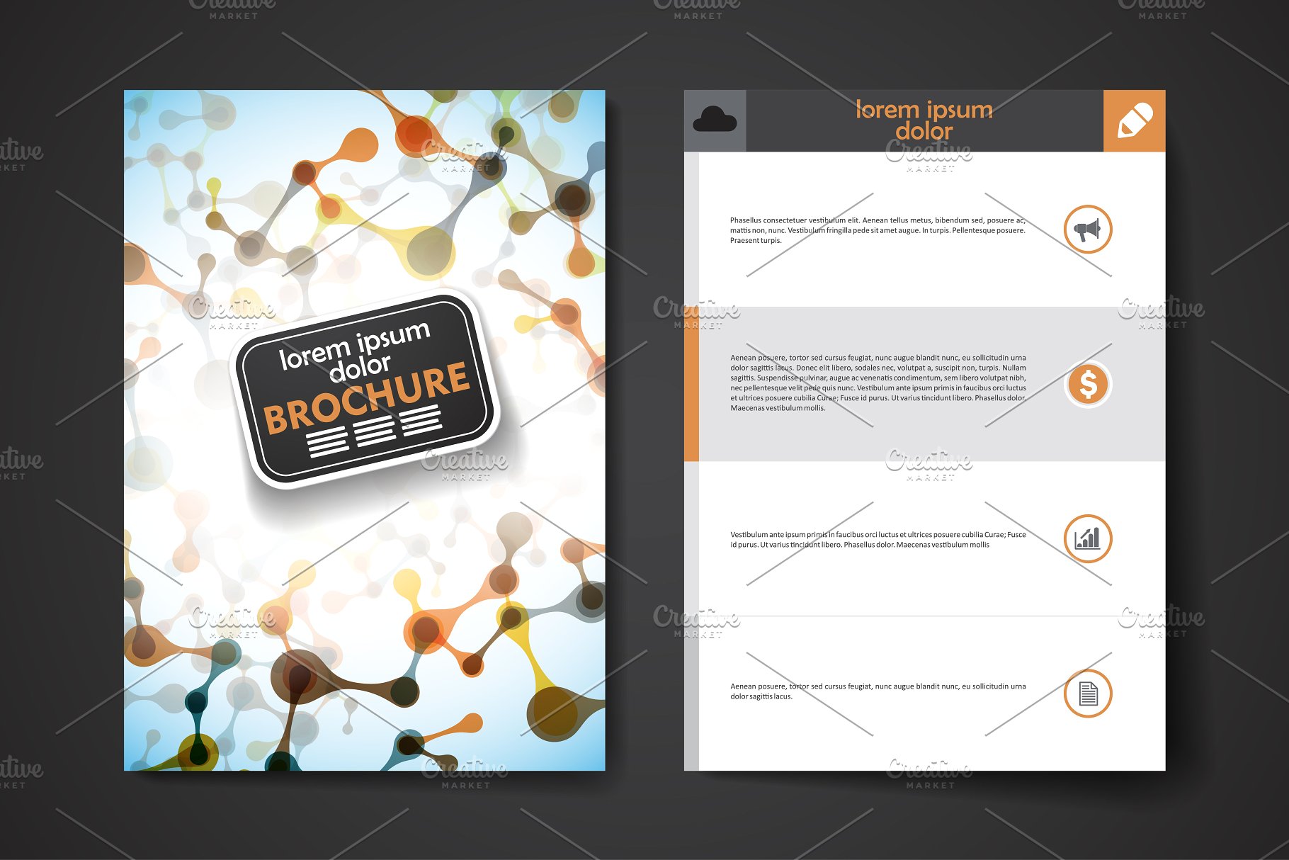 物理分子风格小册子模板 Set of brochures in molecule style插图(3)