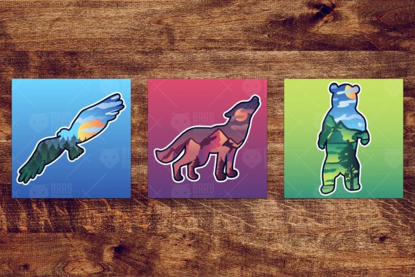 野生动物轮廓图形自然景观设计素材 Landscapes In Wild Animals