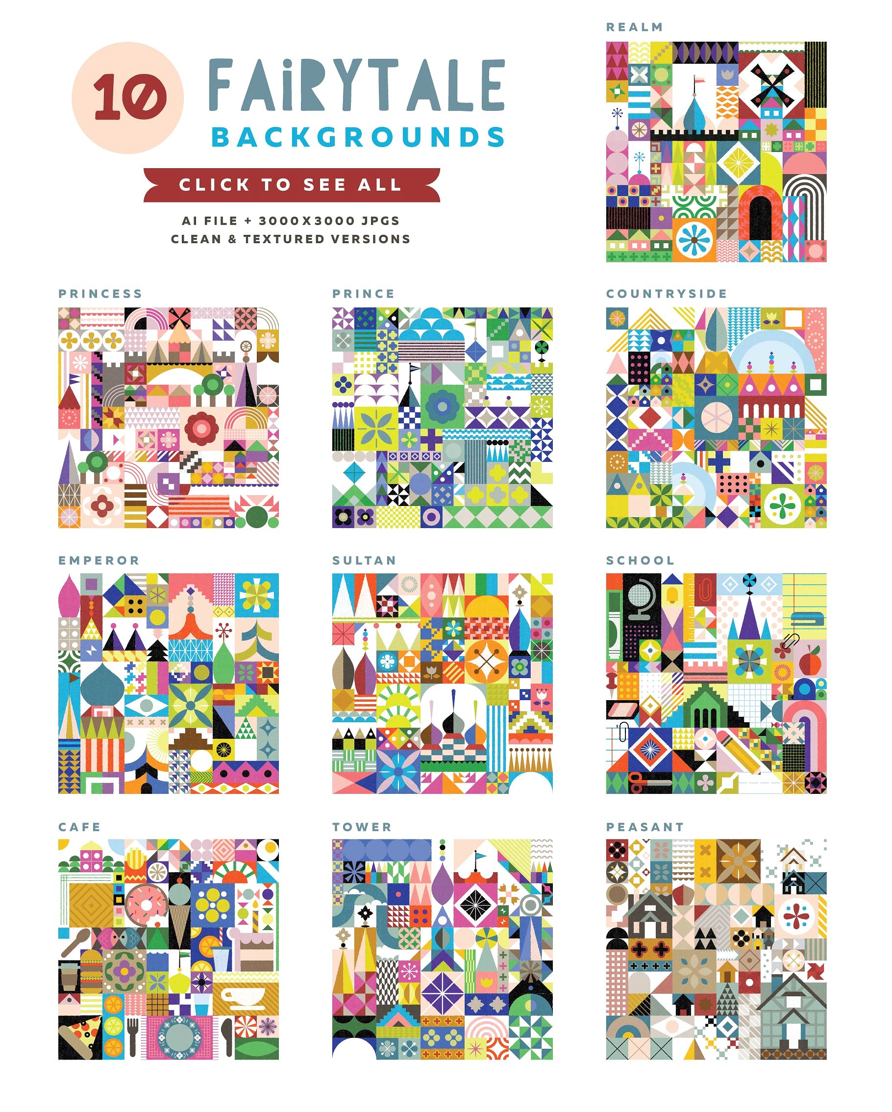 异形多彩几何图案纹理 Whimsy Geometric Pattern Bundle插图(8)