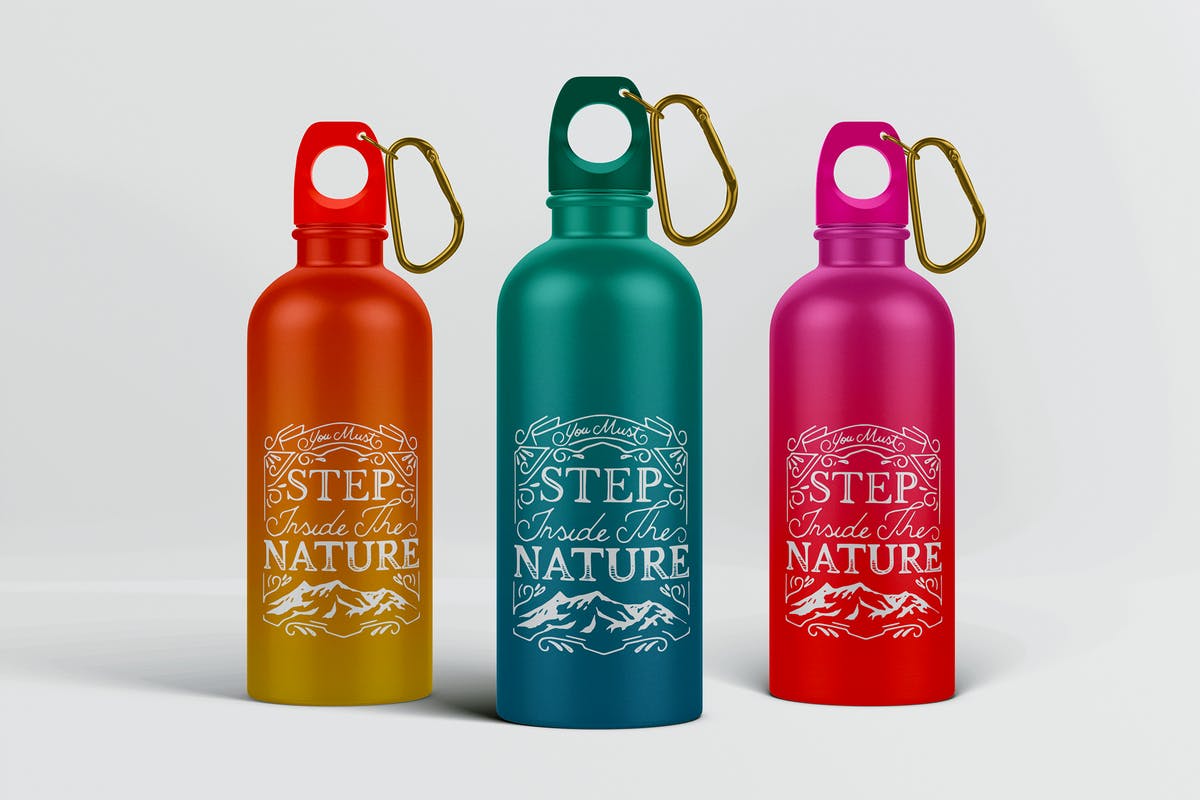 金属运动水杯外观样机模板 Reusable Water Bottle MockUp插图