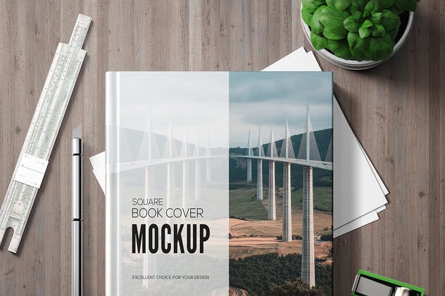 精装硬封书籍样机模板 Square Book Mockup Set插图(3)