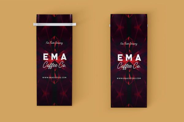 咖啡包装袋正面＆背面视图样机模板 Coffee Bag – Front &amp; Back Mock-up