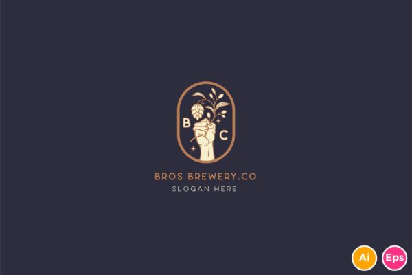 咖啡/啤酒品牌Logo设计素材库精选模板 Brewery Brotherhood cafe beer Logo Template