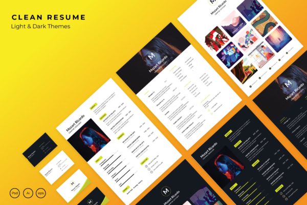 简约风简历&amp;企业名片设计模板合集下载 Simple Resume + Bussiness Card