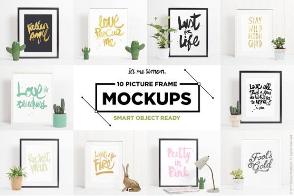 10款不同相框照片展示样机模板合集 10 picture frame mockups photoshop