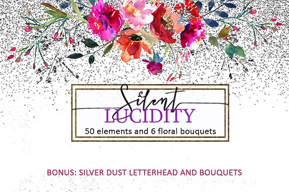 明亮紫色水彩花卉剪辑艺术集 Bright Purple Flowers Clip Art Set插图(2)