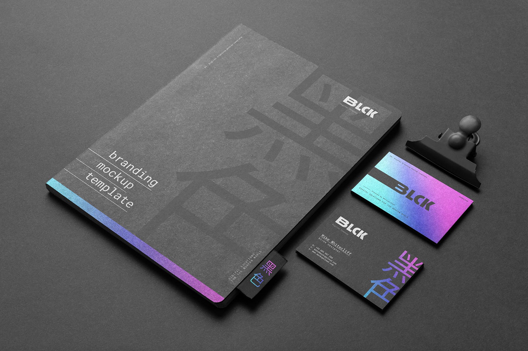 高端黑办公用品套装品牌VI设计效果图样机 Blck Branding Mockup Kit插图(9)