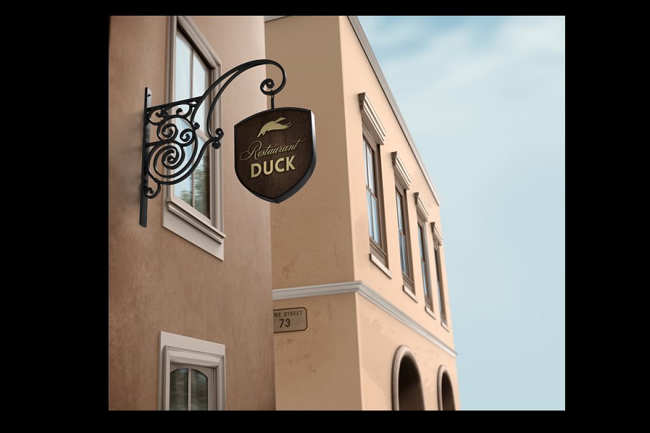 餐厅酒吧店招招牌样机模板 Restaurant / Bar Signboard Mock-Up插图(1)