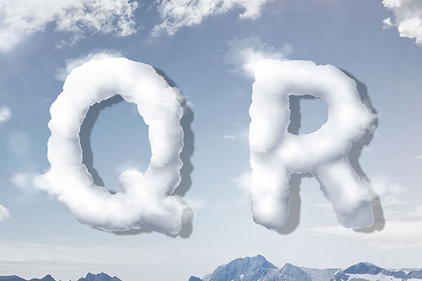 字母“QR”蓝天背景白云英文艺术字体素材库精选PSD素材