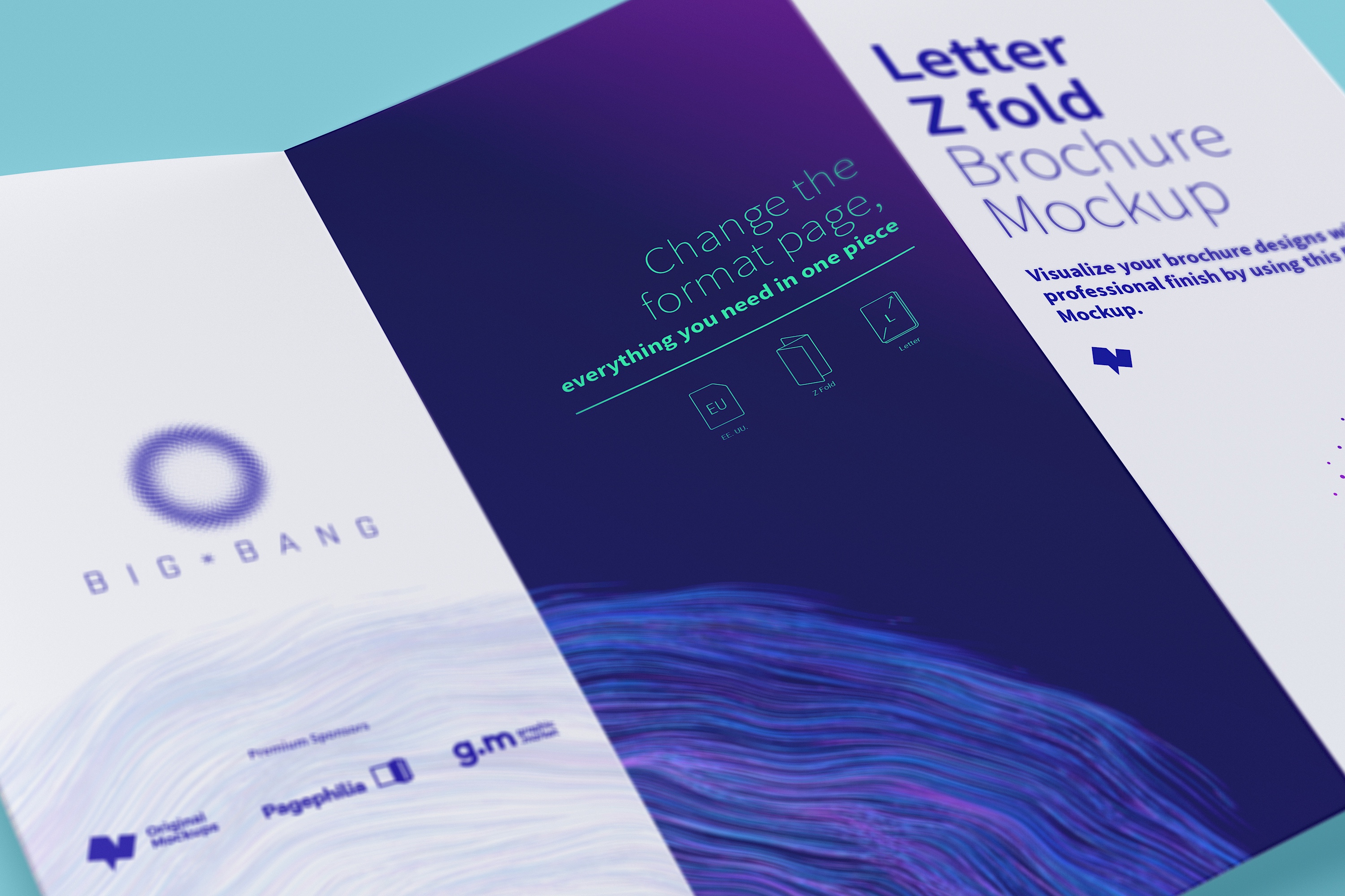 三折页企业宣传单设计效果图样机03 Letter Z Fold Brochure Mockup 03插图(3)