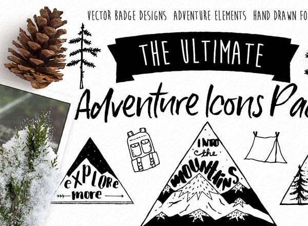 手绘户外森林设计元素矢量图