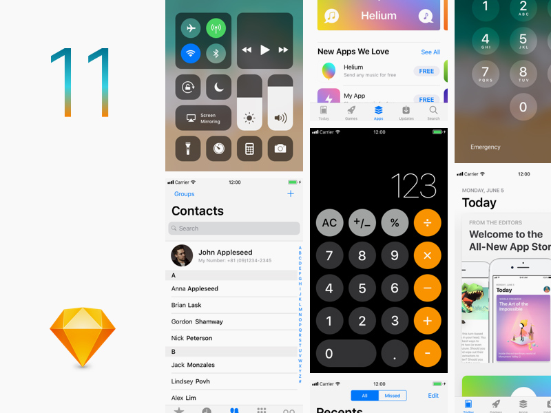 iOS11抢鲜Sketch版GUI [iOS11 GUI Sketch Template]插图(1)