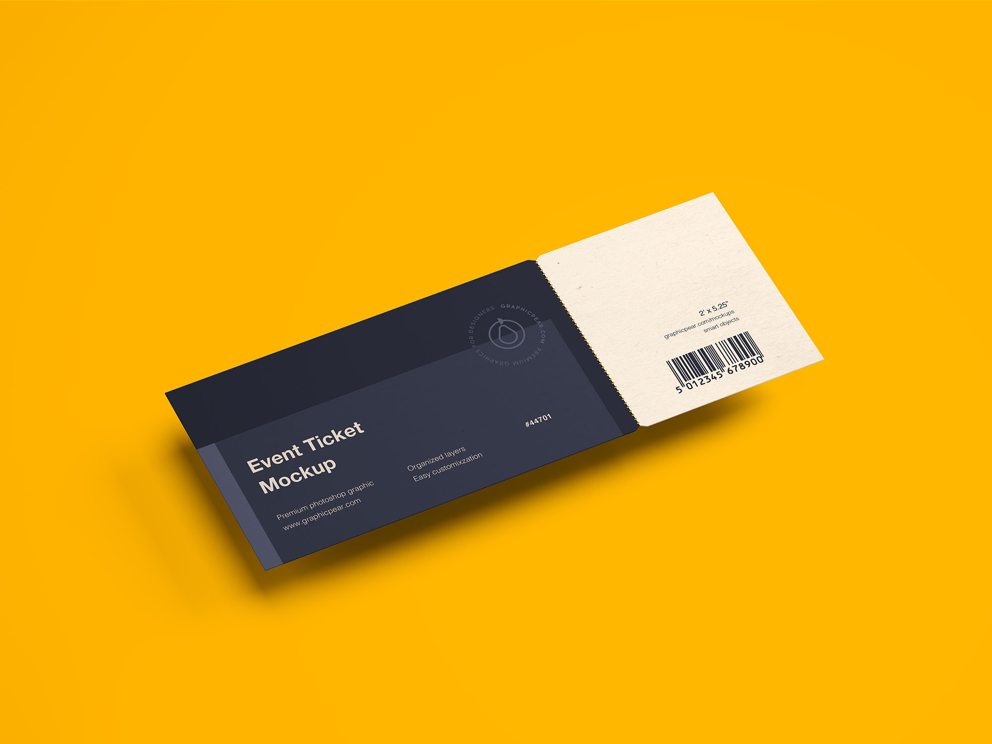 门票设计图片样机模板 Simple Ticket Mockup插图(1)