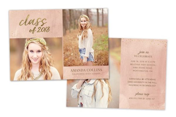 花园毕业典礼贺卡设计邀请函模板 Graduation Card Template 2018 Senior