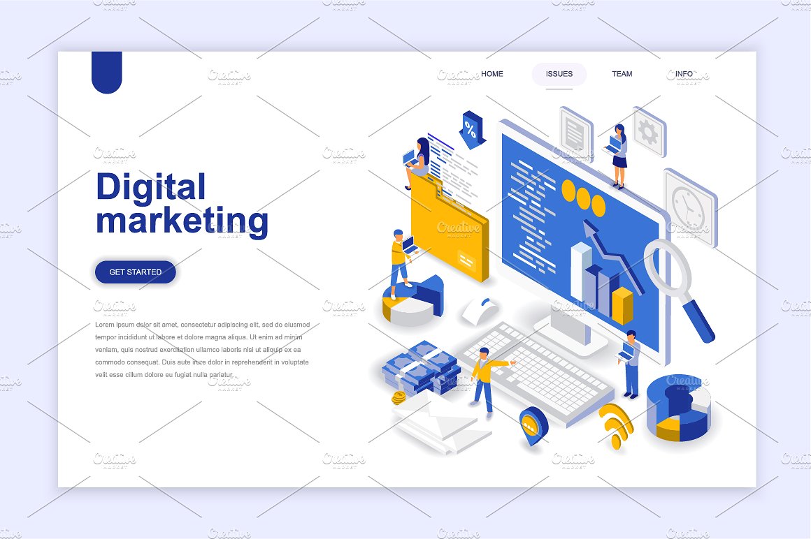 现代扁平设计网站着陆页等距概念插图集 Landing Page Templates插图(19)