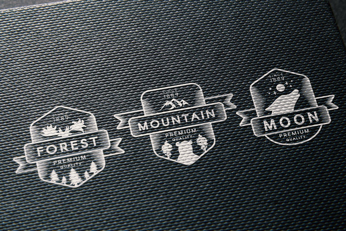 3款复古户外品牌徽章设计模板 3 Vintage Wild & Free Badges插图