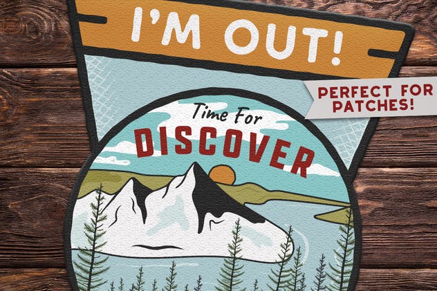 复古风格户外运动Logo模板v1 Retro Travel Logo / Vintage Camp Emblem / Patch插图(2)