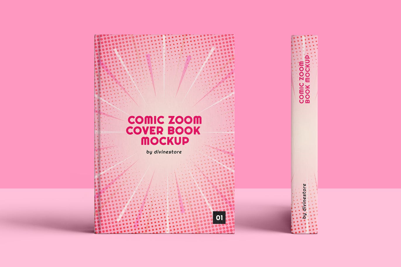 漫画变焦效果图书封面设计效果图样机模板 Comic Zoom Cover Book Mockup插图