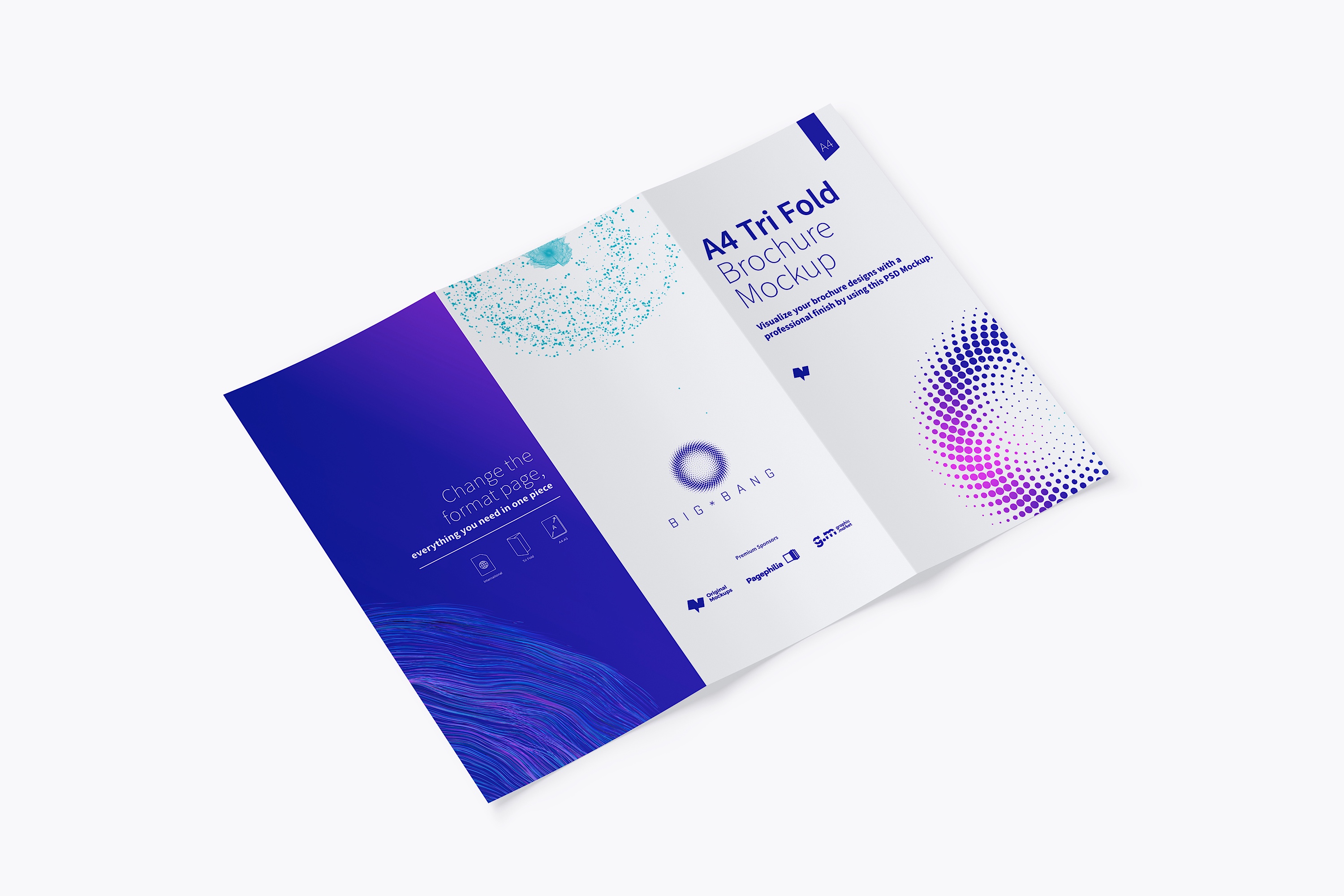 A4三折页折叠传单＆小册子设计效果预览样机02 A4 Trifold Brochure Mockup 02插图(1)