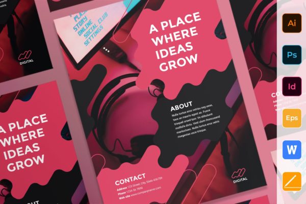 数字广告代理公司海报PSD素材素材库精选模板 Digital Advertising Agency Poster