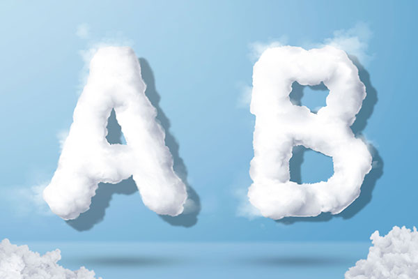 字母“AB”蓝天背景白云英文艺术字体素材库精选PSD素材