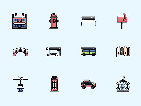 100 枚冬日小镇元素图标素材之家精选sketch素材