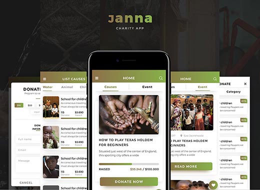 慈善机构平台移动端网站UI模板下载[PSD,Sketch]