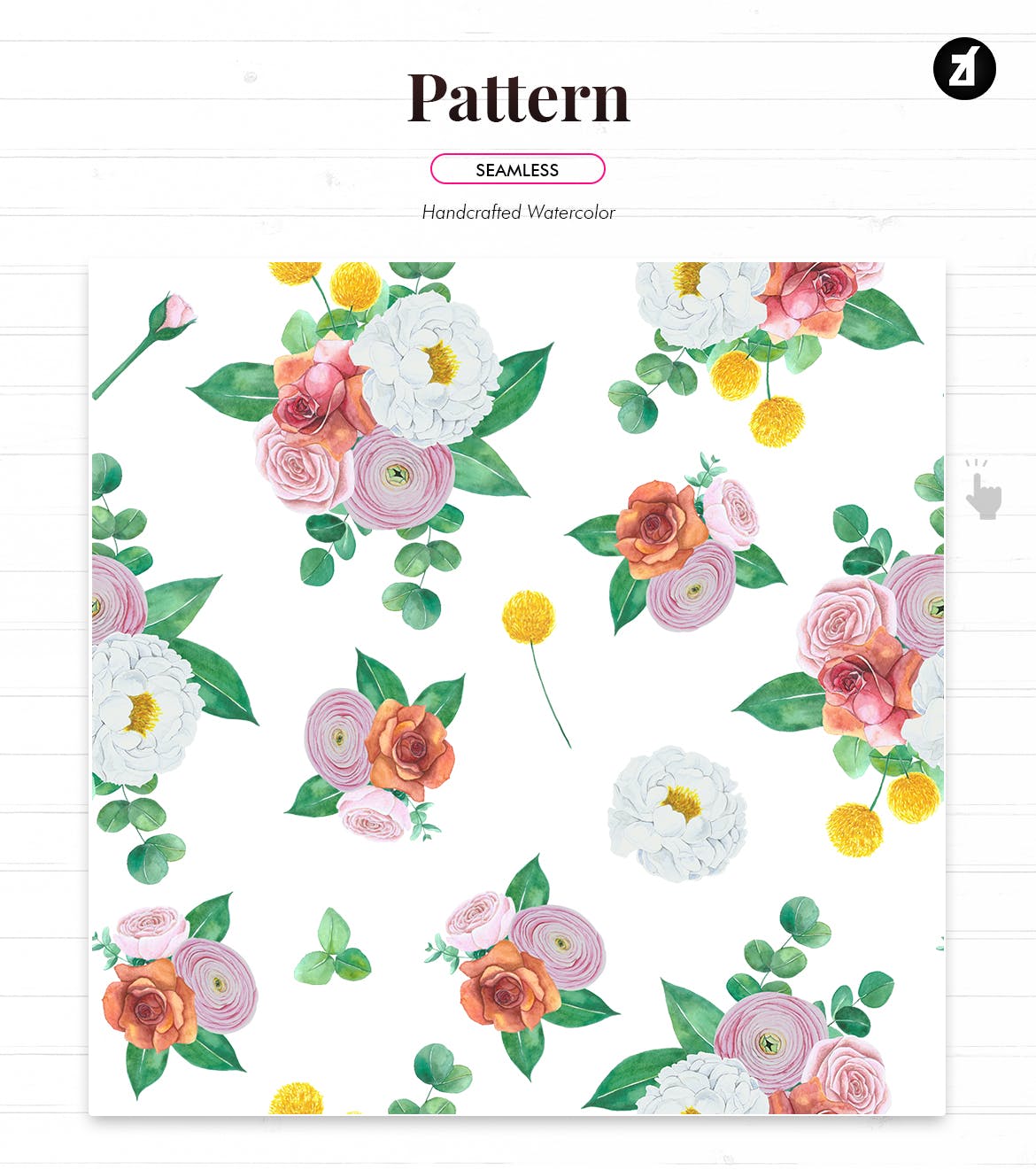 水彩手绘花卉图案设计素材 Floral pattern hand-drawn watercolor illustration插图(2)