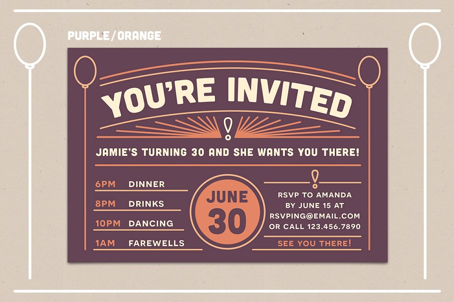 复古风格邀请函明信片设计模板 Invitation Postcard 2 Templates插图(2)