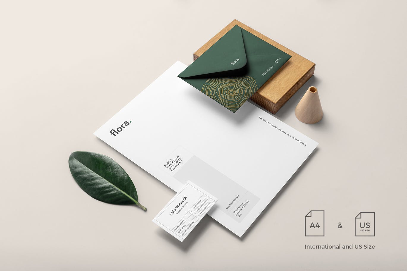 高端企业品牌VI设计效果预览办公用品套装样机v1 Flora Branding Mockup Vol. 1插图(1)