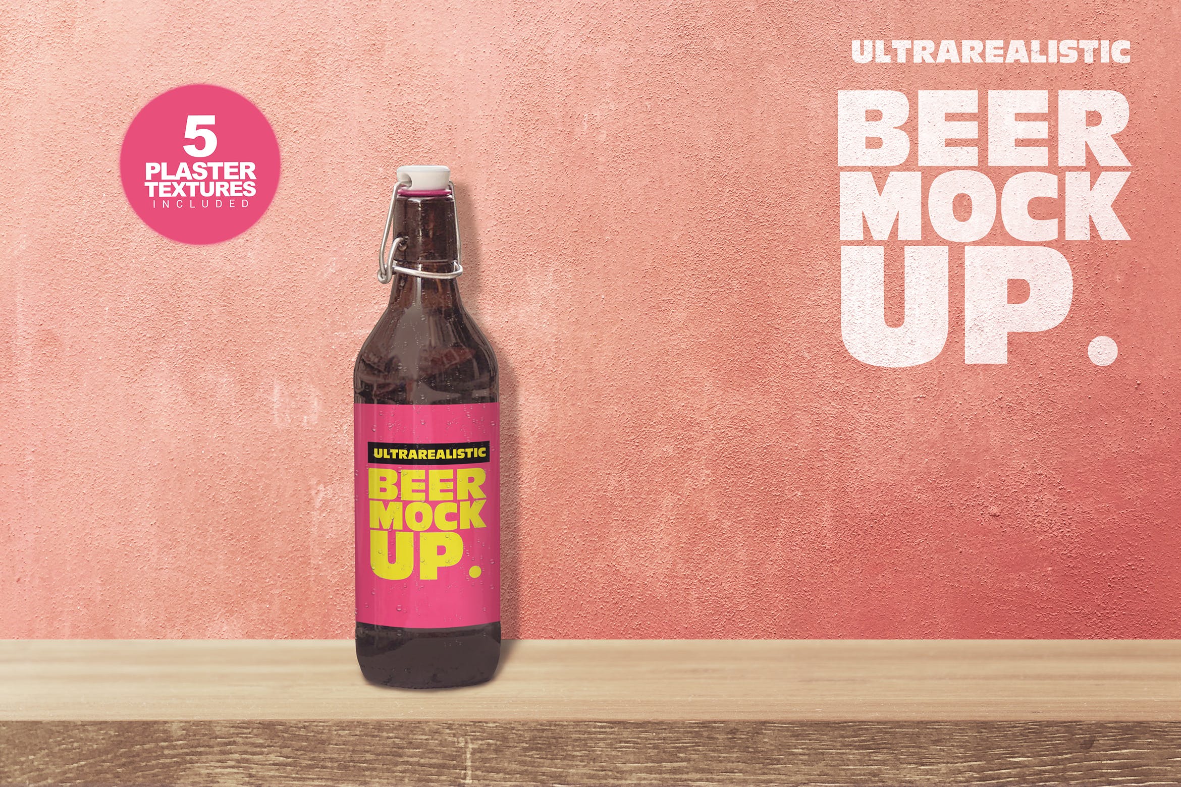 手拉盖50cl啤酒酒瓶外观设计效果图素材库精选 Shelf 50cl Bottle Beer Mockup插图