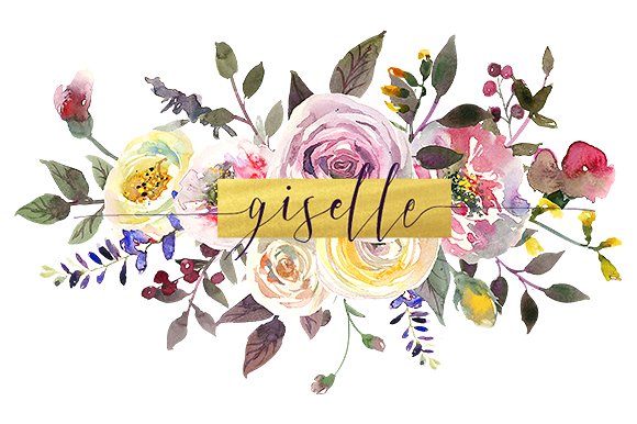 黄色粉色水彩花卉剪贴画合集 Watercolor Pink Yellow Flowers插图(17)