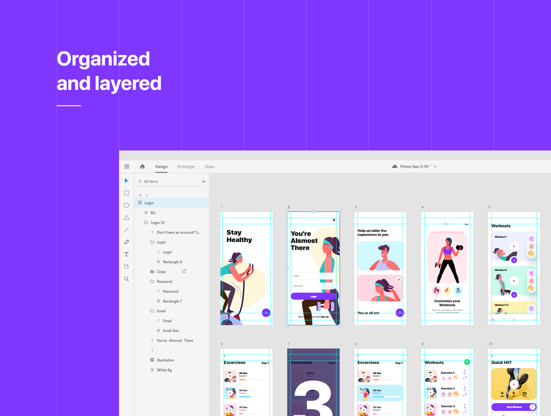 素材库下午茶：健身运动类APP应用UI设计套件[XD]插图(1)