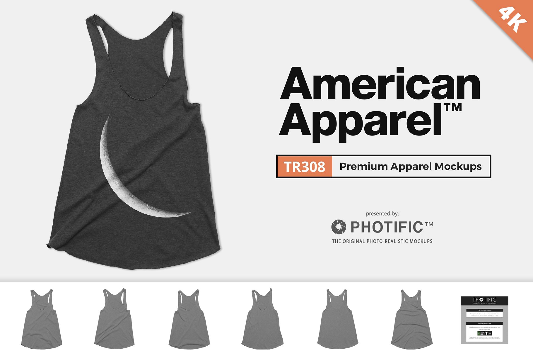 女士背心样机模板 American Apparel TR308 Tank Mockups插图