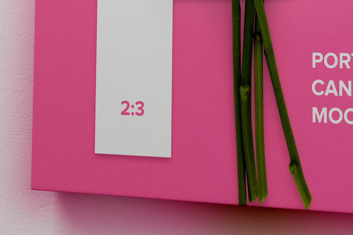 挂墙艺术画像展览画框右视图样机模板素材 2:3 Portrait Canvas Mockup Hanging on Wall, Right View插图(4)