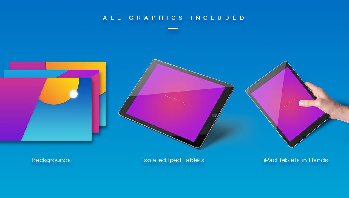 iPad平板电脑APP&Web设计效果图预览样机 iPad Tablet UI Mockups – Vivid Backgrounds Vol.2插图(4)