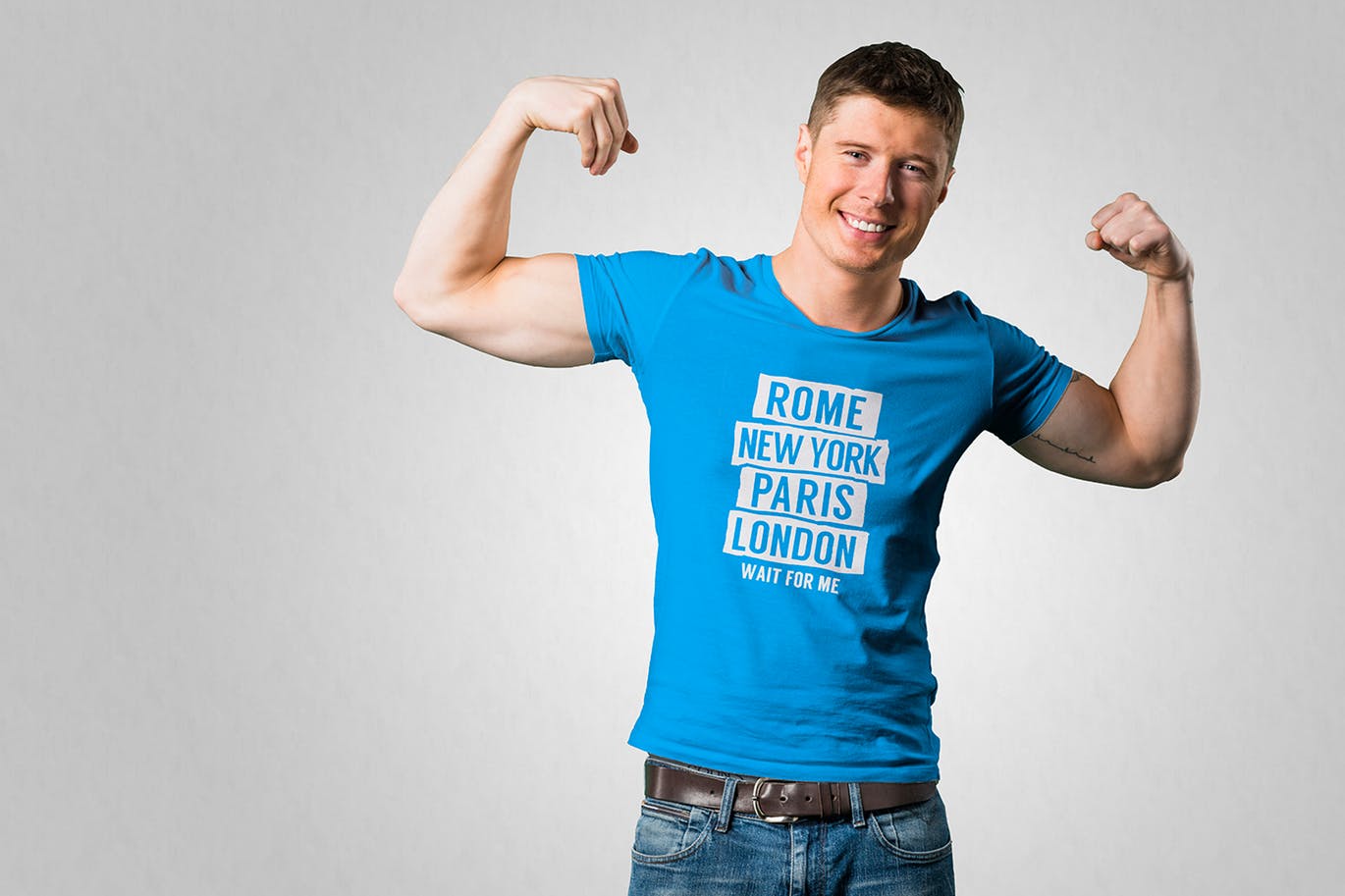 男士T恤服装设计模特上身效果图样机 T-Shirt Mockup插图(1)